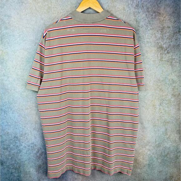 VTG 90s Polo Ralph Lauren Polo Shirt Mens Sz XL Striped Tan Colors Retro - Picture 3 of 8